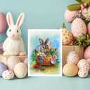 Happy Easter Day Card, Cute Bunnies Eggs Flowers Card, Seasonal Holiday Quilling Card, Quilled Greeting Card for Kids Family, Friend, Husband, Wife with Envelope (Cute Bunny)