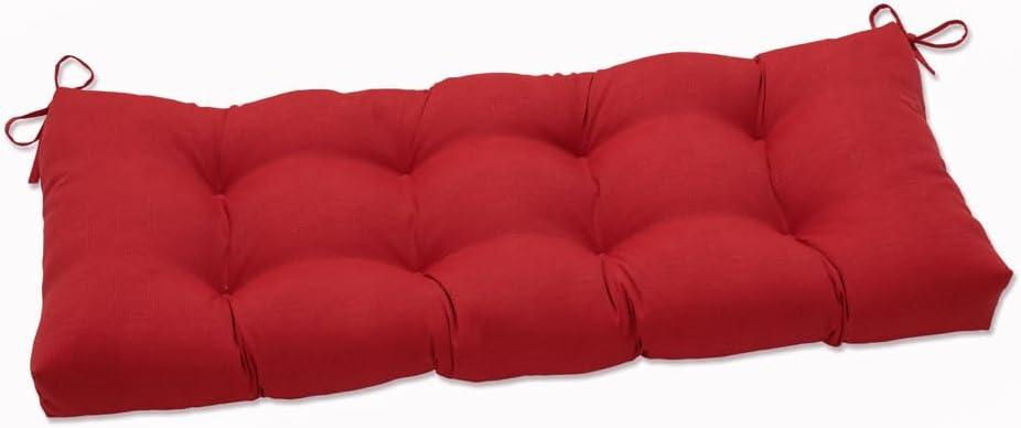 Pillow Perfect Monti Chino Solid Indoor/Outdoor Wicker Patio Sofa/Swing Cushion Tufted, Weather and Fade Resistant, 18" x 44", Red