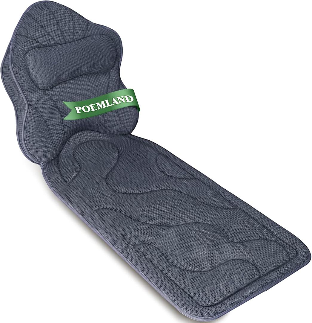 Full Body Bath Pillow for Tub-Extra Thick Bathtub Pillow with Head & Neck Support, Soft Tub Pillow for Comfort, Non-Slip Bath Cushion for Women, Men & Seniors, Luxury Bathroom Accessories (Gray)