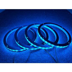 4PCS 6.5" RGB Multiple Changing Car LED Speaker Ring Light Kit Colors Shift Coxial Lights Spacer Ring Light Bluetooth App & Remote Control