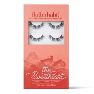 FlutterHabit Sweetheart (1.0) Doll-Eyed Lash Clusters for Women, Salon Quality At Home Eyelashes Extension Kit, 6 Lash Sets, No Lash Glue Included