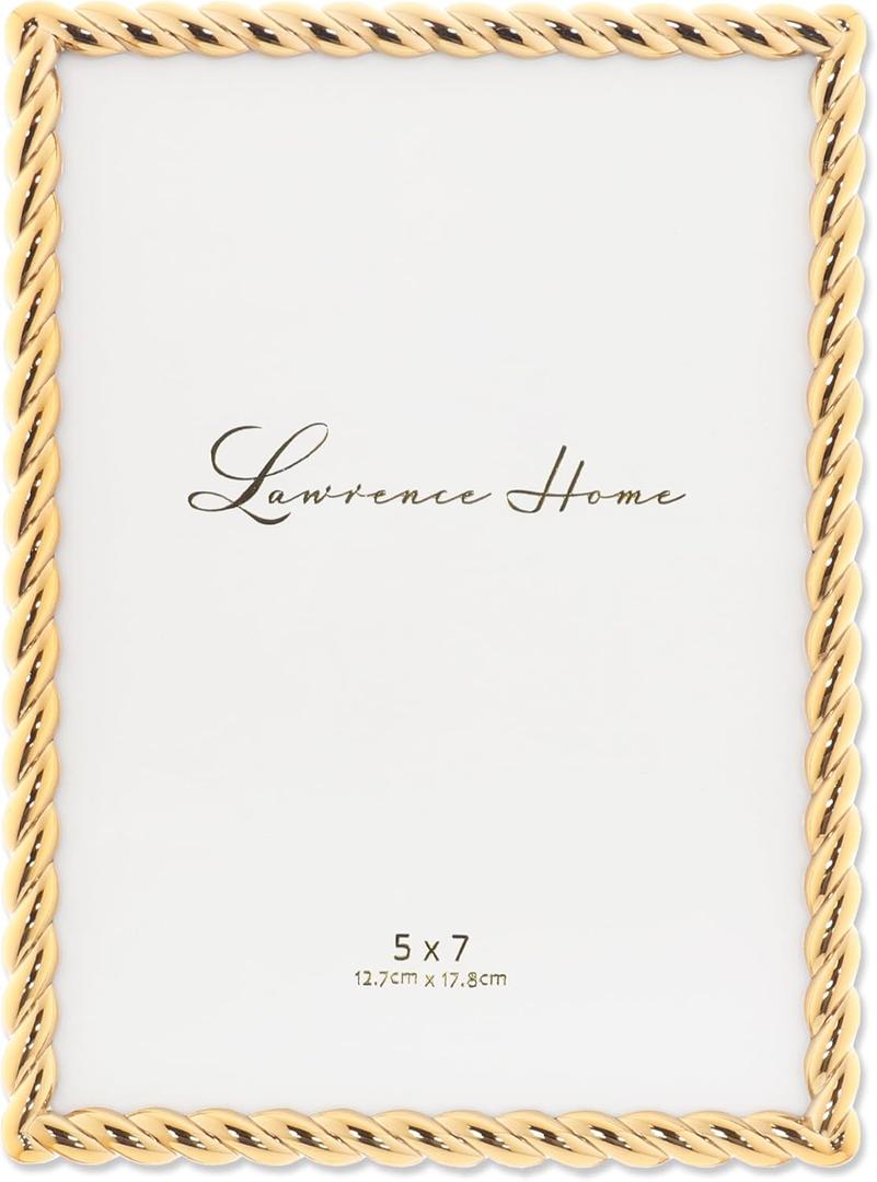 Lawrence Frames Rope Design Metal Frame, 5x7, Gold