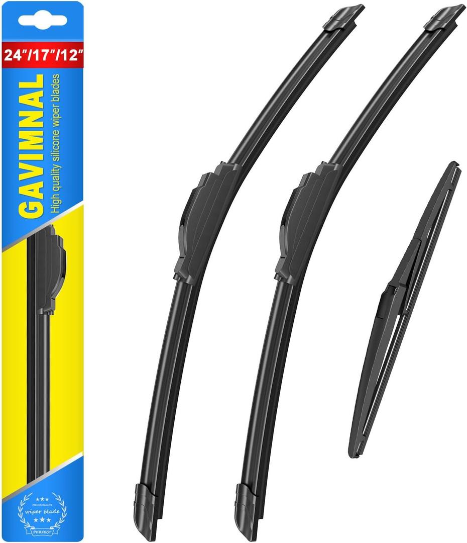 Gavimnal 24"+17"+12" Windshield Wiper Blades Replacement For Toyota RAV4 2006 2007 2008 2009 2010 2011 2012,All-Season Front Rear Wiper Blades(Set of 3)