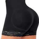Padded Underwear for Women Butt Lifter Panties Booty Pads Butt Enhancer Lace Boyshorts Shapewear (X-Large, #2 Black-high Waisted)