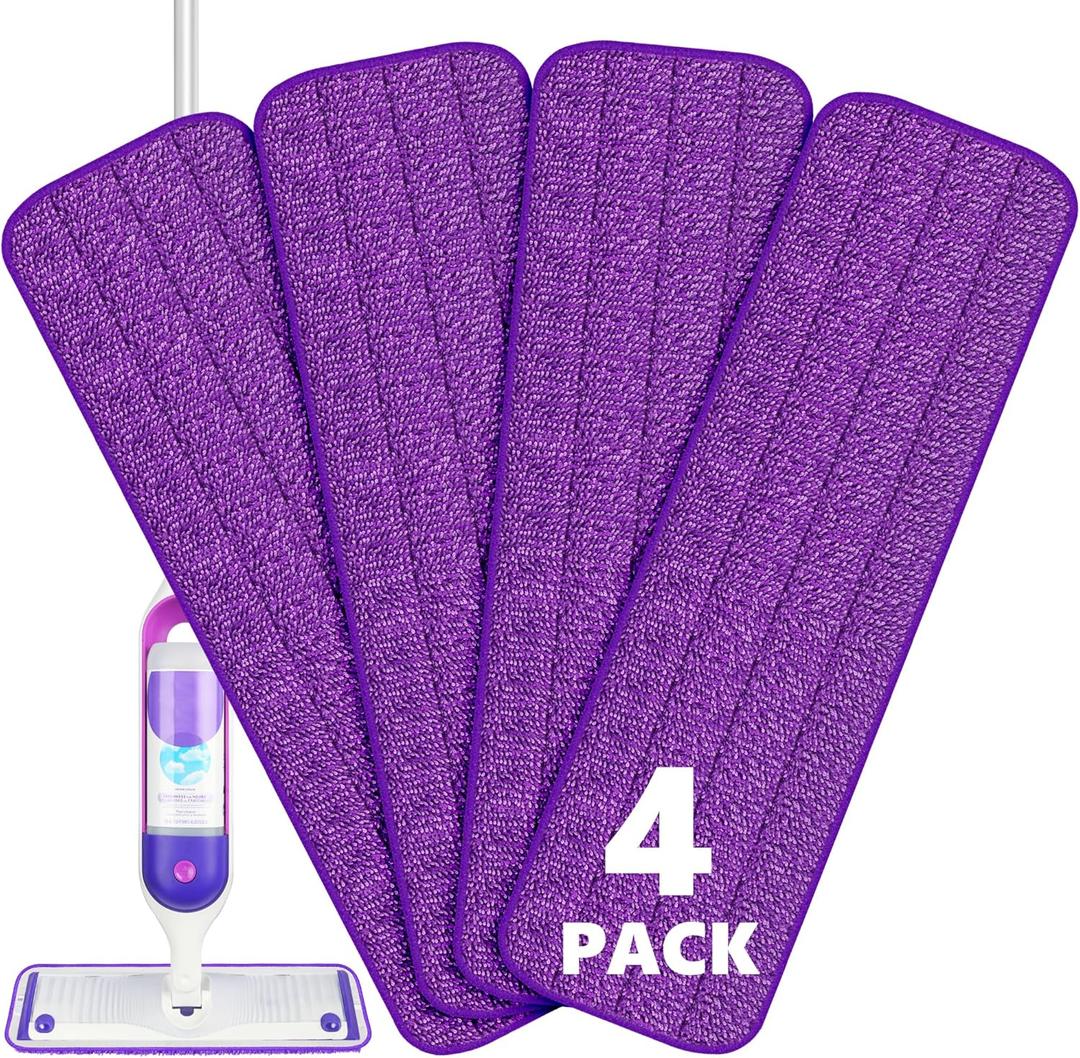 BPAWA 4X Reusable Pads Compatible with Swiffer PowerMop, 15" Microfiber Power Mop Replacement Refills Spray Mop Heads Washable Pad Dry Wet Mopping or Floor Cleaning