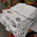 Linen Embroidered Drapes for Living Room 63 Inches Long Grey Boho Curtains 2 Panels for Bedroom Country Farmhouse Living Room Light Filtering Grommet Window Treatment 55x63 Inch, Grey on Beige