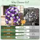Yastouay Artificial Flowers for Outdoors, 8 Pack Artificial Petunias Fake Flowers, UV Resistant Realistic Hanging Flowers Plants for Outside Porch Patio Garden Spring Summer Decor(Purple White)