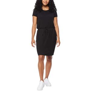 32 DEGREES Cool Women's Short Sleeve Comfy Elastic Waist Lux Dress (Black, XXL)
