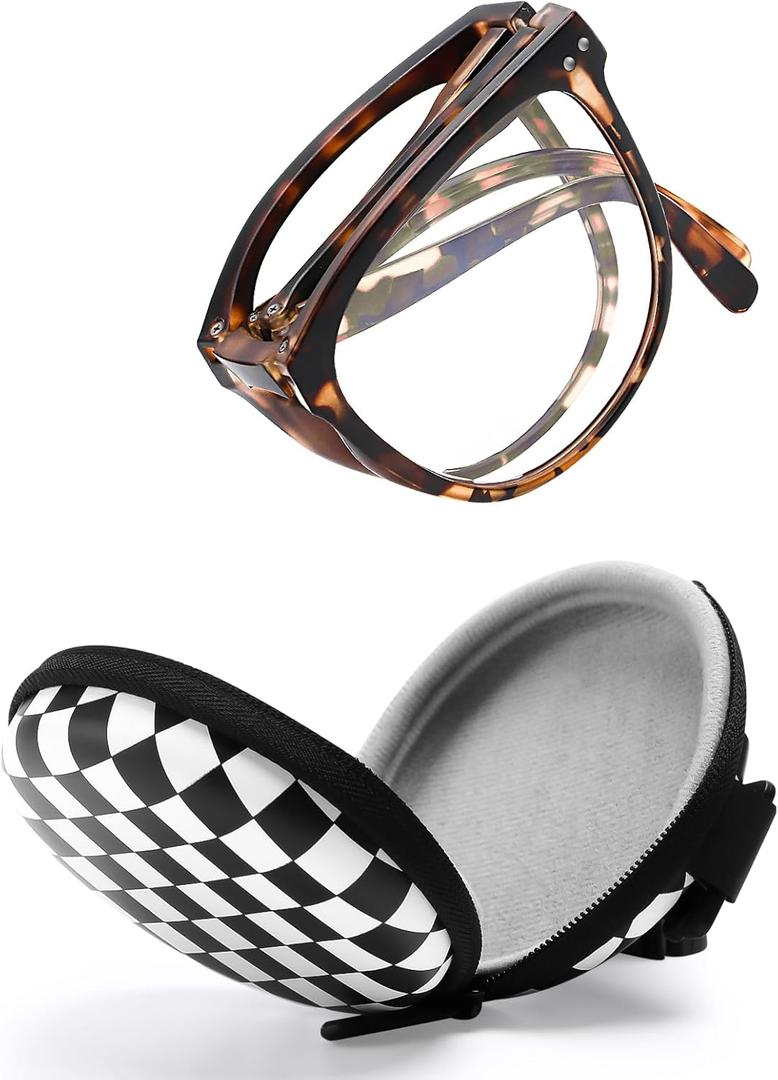 Large Frame Folding Reading Glasses for Women and Men Blue Light Blocking Readers Glasses for Reading with Portable Case (Tortoiseshell, 1.5, x)