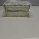 ZEXALOR 2-Tier Vintage Clear Desk Organizer with Drawer,Gold Decorative Storage Boxes,Jewelry Holder Display Tray Trinket Boxes Glass Memory Keepsake Box Dresser Vanity Wedding Decor Gifts(Gold)