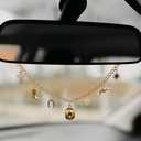 Cute Western Country Car Rear View Mirror Hanging Accessories for Women Cowgirl Gold Car Decor Charm, Aesthetic Cowboy Rearview Chain Ornament Pendant Truck Interior Girl Girly Horse Boot Hanger