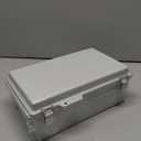 Waterproof Electrical Box with Mounting Plate, IP67 Junction Box Stainless Steel Latch Hinged Grey Cover Project Enclosure with Wall Bracket and 2 Glands 10.2" x 6.3" x 3.9"