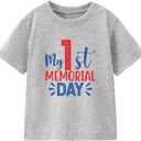 My 1st Memorial Day Baby Bodysuit 4th of July T-Shirt Boy Girl Funny Patriotic Outfit Infant Clothes 0-2T (Gray)