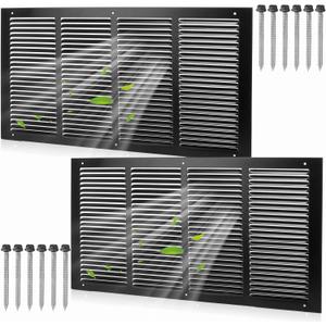Black 2 Pack Ceiling Vent Cover for Wall, Duct Opening Vent,24x12 Inch | Heavy Duty Steel, Ac Return Air Register, 2 Way, HVAC Adjustable Flat Grille for Ceiling, Home, Bathroom, Air Conditioner