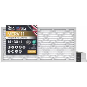 BNX TruFilter 14x30x1 Air Filter MERV 11 (4-Pack) - MADE IN USA - Allergen Defense Electrostatic Pleated Air Conditioner HVAC AC Furnace Filters for Allergies, Dust, Pet, Smoke, Allergy MPR 1200 FPR 7