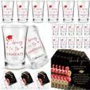 Maxcheck 25 Sets Graduation Party Favors for Guests Cheers to the Graduate Acrylic Shot Glasses with Thank You Cards and Organza Bags Graduation Gifts for Teacher Classmates Family(Red Color)