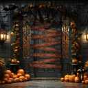 Pinkunn 70 Pcs Halloween Creepy Cloth Set 33 x 7 ft Halloween Horror Fabric Party Decoration Set 3D Bat Wall Stickers Decor Masking Tape Holiday Outdoor Indoor Windows Scene