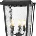 zeyu 26 Inch Outdoor Post Lights, 3 Light Lamp Post Light Fixture Hardwired, Large Waterproof Lamp Pillar Fixtures for Pathway, Water Ripple Glass Shade, Black Finish, ZW105P-L BK-SW, 26 Inch - No Function