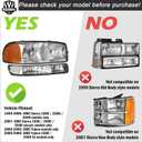 Headlights W/Bulbs for 1999-2007 GMC Sierra, for 2000-2006 GMC Yukon Halogen Headlamp Replacement Driver & Passenger Side