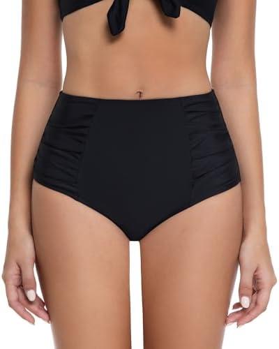 COCOPEAR High Waisted Bikini Bottoms for Women Classic Full Coverage Bikini Bottoms Swim Bottoms S