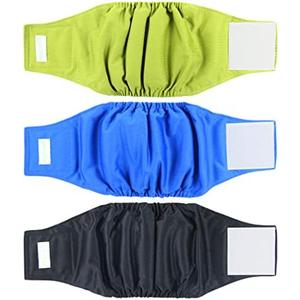 wegreeco Washable Dog Diapers - Washable Male Dog Belly Wrap - Pack of 3 - (Black,Blue,Olive,Medium)