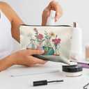 Science Teacher Gifts Makeup Bag - Floral Beakers Cosmetic Pouch (Chemistry - Flower)