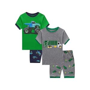 Benaive Boys Summer Pajamas 4 Pieces Cotton Kids PJs Shorts Sleepwear Size 4