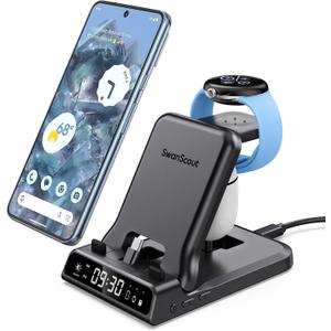 3 in 1 Charging Station for Google Pixel Watch 2 Only, 25W Fast Type-C Wired Charger Stand for Google Pixel 8 Pro/8/Fold/7A/7/7 Pro/6/6 Pro/6A/5/5A/4/4A, Buds Pro/Buds A-Series