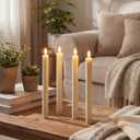 Treela 24 Pcs Flameless Taper Candles Battery Operated Bulk Fake Candles Light LED Candle Sticks Flickering Tapered for Easter Wedding Anniversary Decoration(Simple,10 Inch,Ivory)