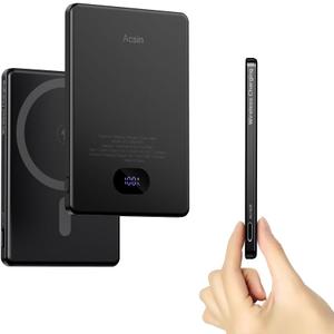 Magnetic Portable Charger Ultra Slim 5000mAh for Battery Pack,Wireless Power Bank with 20W Two Way USB-C Charging for iPhone 15 Pro Max /15 Pro/15 Plus/15/14/13/12 Series (Black)