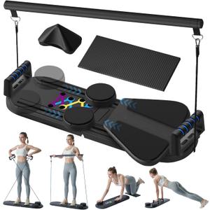Pilates Board - Pilates Reformer Set, 6 in 1 Pilates Boards for Home Workout, Portable and Foldable Pilates Reformers, Multifunctional Reformer Pilates Machine, Pilates Board for Women (Black)