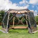 EVER ADVANCED Pop up Screen House Tent for Camping 11.5 x 9.8 ft, Instant Screened Gazebo Canopy with Netting, Portable Shelter Enclosure for Outdoor, Backyard, Khaki