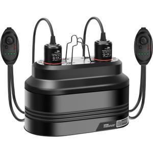 Reptile Dual Light Fixture with Dimming Switch and Timer, Deep Dome Reptile Heat Lamp Fixture Double UVB Light Fixture, Double Dome Lamp Fixture for Basking Heat Bulb for Terrariums