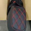 Motorcycle Seat Upgraded One-Piece Driver and Passenger Seat with Diamond Pattern Stitching Fit for Harley Touring Electra Glide 1997-2007 Road Glide 1998-2007 (Red Diamond Stitching)