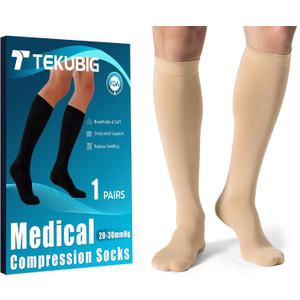 Medical Women Men Compression Socks Knee High 20-30 mmhg Graduated Stocking Support Hose Cute for Running Travel