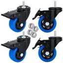 3 Inch Caster Wheels Set of 4 Heavy Duty Threaded Stem Casters 3/8"-16 x 1 Swivel Rubber Industrial Castors Wheels for Workbench Furniture Carts Load Bearing 1000 Lbs