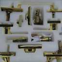Moquin Double Front Door Lock Set, Polished Brass Square Front Door Hardware Set with Dummy, Heavy Duty Door Handle with Deadbolt, Double Entry Door Lock Set with Reversible Handle