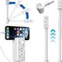 Extendable Outlet Extender Stick with 180 Rotating Flat Plug, 28" Telescoping Power Strip with 2 AC Outlets, USB C & USB A Ports, Behind Couch Outlet Expander for Home, Office, Nightstand
