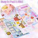 QEF 40 Sheets Kawaii Sticker Book, Japanese Stickers Aesthetic for Scrapbooking, Junk Journal Supplies, Korean Diary Decor, Vision Board, Cute Planner Accessories for Adults (Blue and Pink)