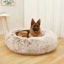 Bedfolks Calming Donut Dog Bed, 45 Inch Round Plush Bed for Extra Large Dogs, Anti-Anxiety, Washable with Non-Slip Bottom (Brown, Extra Large) 45.0"L x 45.0"W x 10.0"Th, Brown