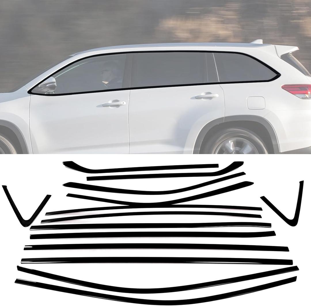 Stainless Steel Window Trim Chrome Delete for Toyota Highlander 2014-2019 Black Window Trim Blackout Kit