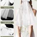 Geyoga Short Wedding Hair Bow Veil Women White Bridal Short Veil Bow with Clip Bachelorette Party Decoration Bridesmaid Gift