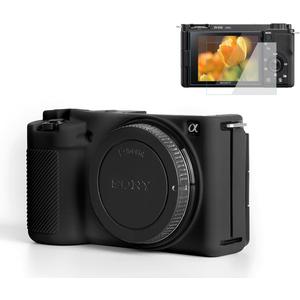 Pocoukate Camera Case for Sony ZV-E10 / ZV-E10L, Vlog Style Alpha ZV-E10 ZV-E10L Digital Camera Anti-Scratch Slim Fit Soft DSLR Camera Sleeve with Screen Protector (Black)