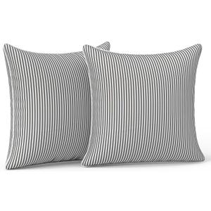 LVTXIII Outdoor Throw Pillow Covers Waterproof Tropic Accent Pillow Cases Fluffy Outdoor Cushion Covers for Garden and Patio Furniture Decoration, 16x16, 2 Pack, Strip Grey