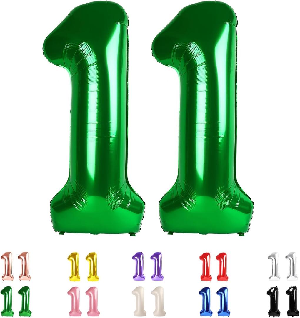 Number Balloons Big 11 11st Birthday Dark Green Party Decorations for Women Men, 40 In 11st Balloons for Engagement, Wedding, Celebration Party, Graduations, Photo Shoot