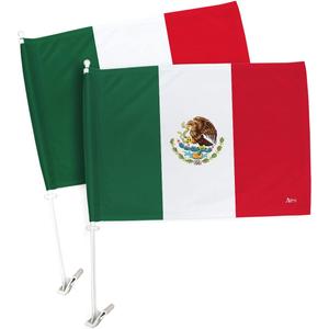 Copa America 2024 Mexico Car Flag 2 PCS Pack Bandera para Carros De Mexican Decor for Window Clip Sports Fan Gifts World Cup Football Poster Pole Mount League Patriotic Decorations Made in USA