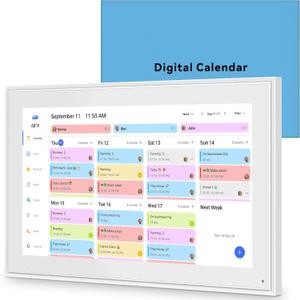 15.6 Inch Digital Calendar Wall Touchscreen&Chore Chart, 32GB Electronic Calendar+ Smart Family Planner, 1920*1080 HD Interactive Display For Your 2025 Daily Schedules, Wall and Desk Mountable (White)