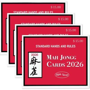 Mahjong Cards 2026,2026 American Mah Jong Rule Cards, Large Print Easy to Read Mahjong Standard Hands & Reference Cards, 4-Pack