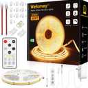COB LED Strip Light Warm White 3000K, 32.8ft Dimmable Bright 24V Led Tape Light with RF Remote, Indoor COB Led Lights for Bedroom Kitchen Under Cabinet DIY Lighting, 1 Rolls of 32.8ft