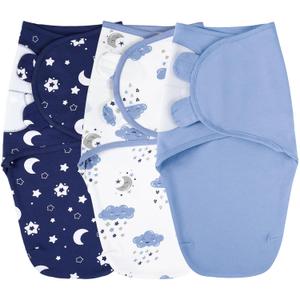 Yoofoss Baby Swaddles for Newborns 100% Cotton, Adjustable Swaddle 0-3 Months 3 Pack Newborn Swaddle Sack, Breathable Soft(Small) (Dark Blue & White)